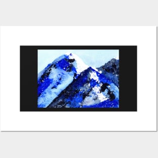 Semi-abstract watercolor mountains Posters and Art